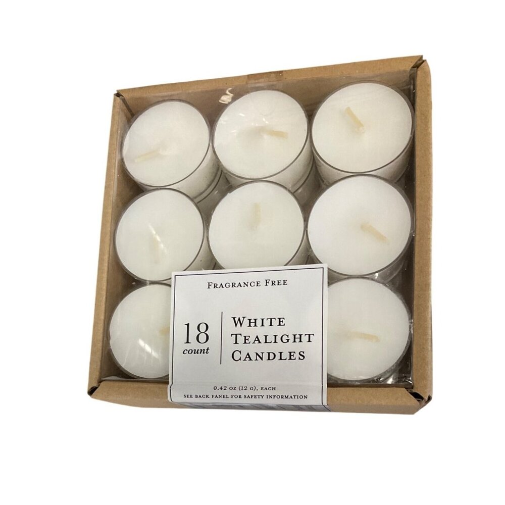 18 Count White Fragrance-Free Tealight Candles